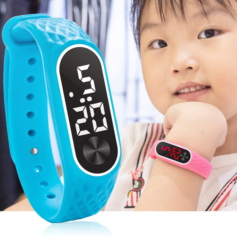 Montre LED rouge et blanche en Silicone pour enfants