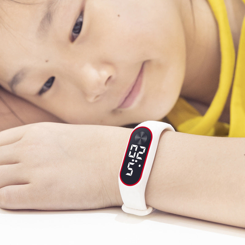 Montre LED rouge et blanche en Silicone pour enfants